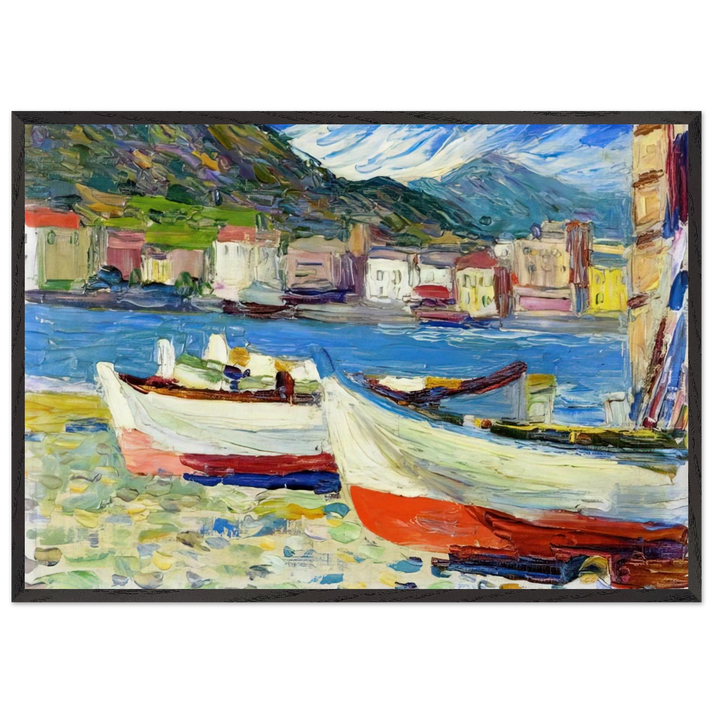 RAPALLO BOATS - Wassily Kandinsky 70x100 cm / 28x40 inches Framed Art Print – Black Wooden Frame