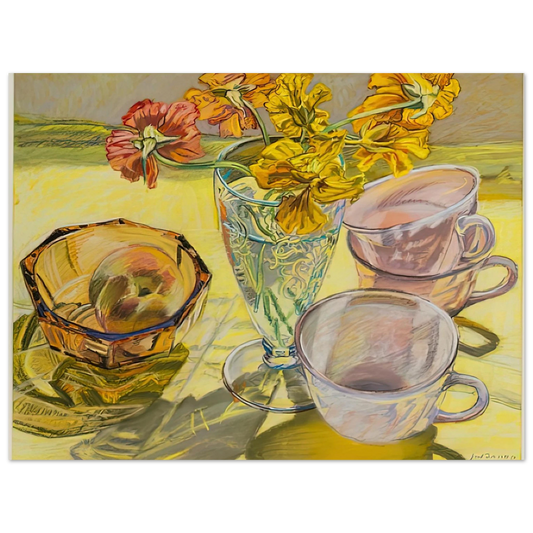 Janet Fish - NASTURTIUMS AND PINK CUPS 1981 Fine Art Poster - Default Title