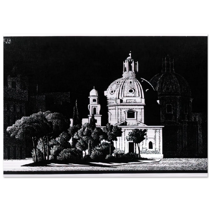 NOCTURNAL ROME 1 - MC Escher Brushed Aluminum Print - 70x100 cm / 28x40 inches | MC Escher Aluminum Print | MC Escher Prints