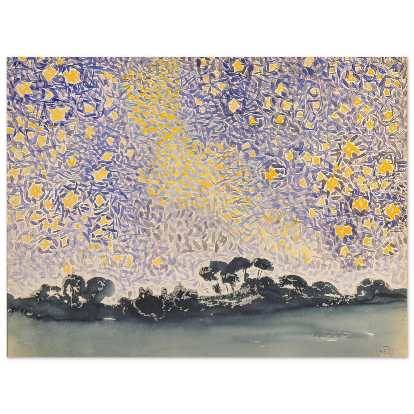 Henri-Edmond Cross - Landscape with Stars Fine Art Poster - Default Title