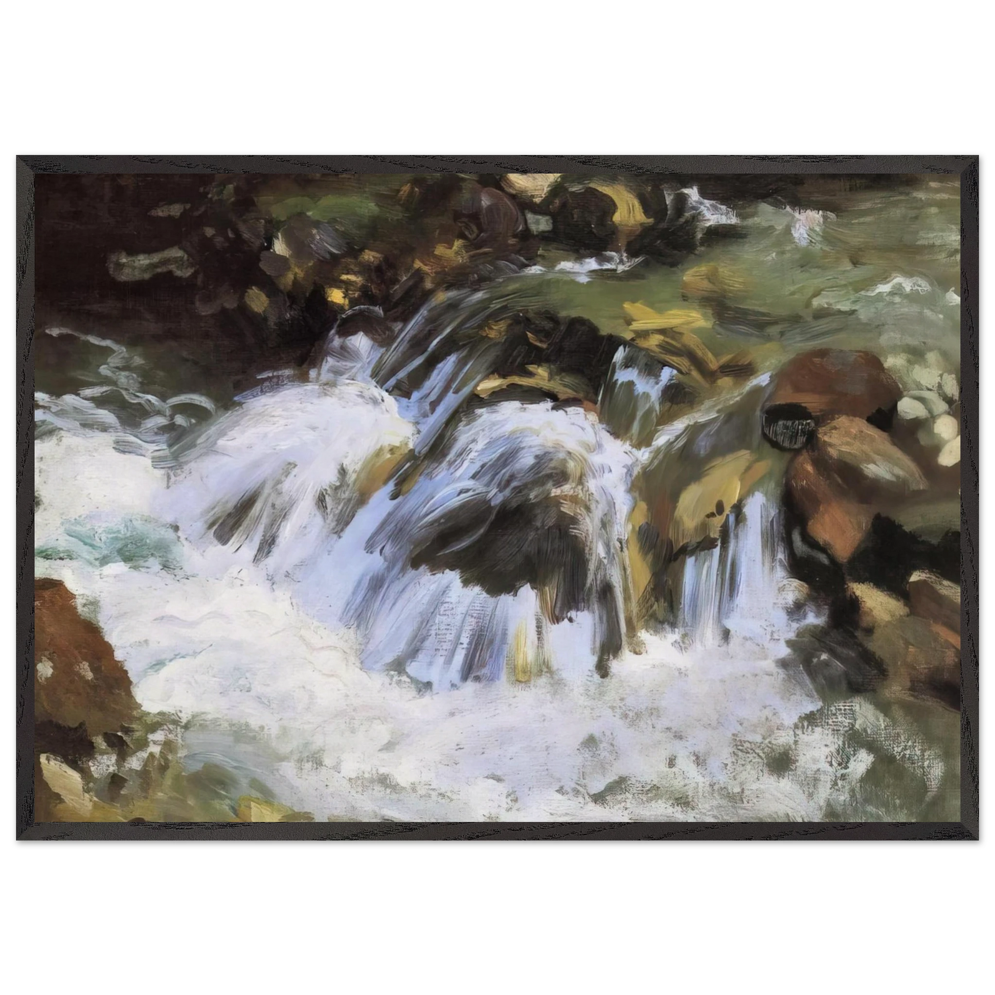 A Mountain Stream Tyrol - John Singer Sargent Framed Art Print – Black Wooden Frame - Default Title - -Framed Art Print