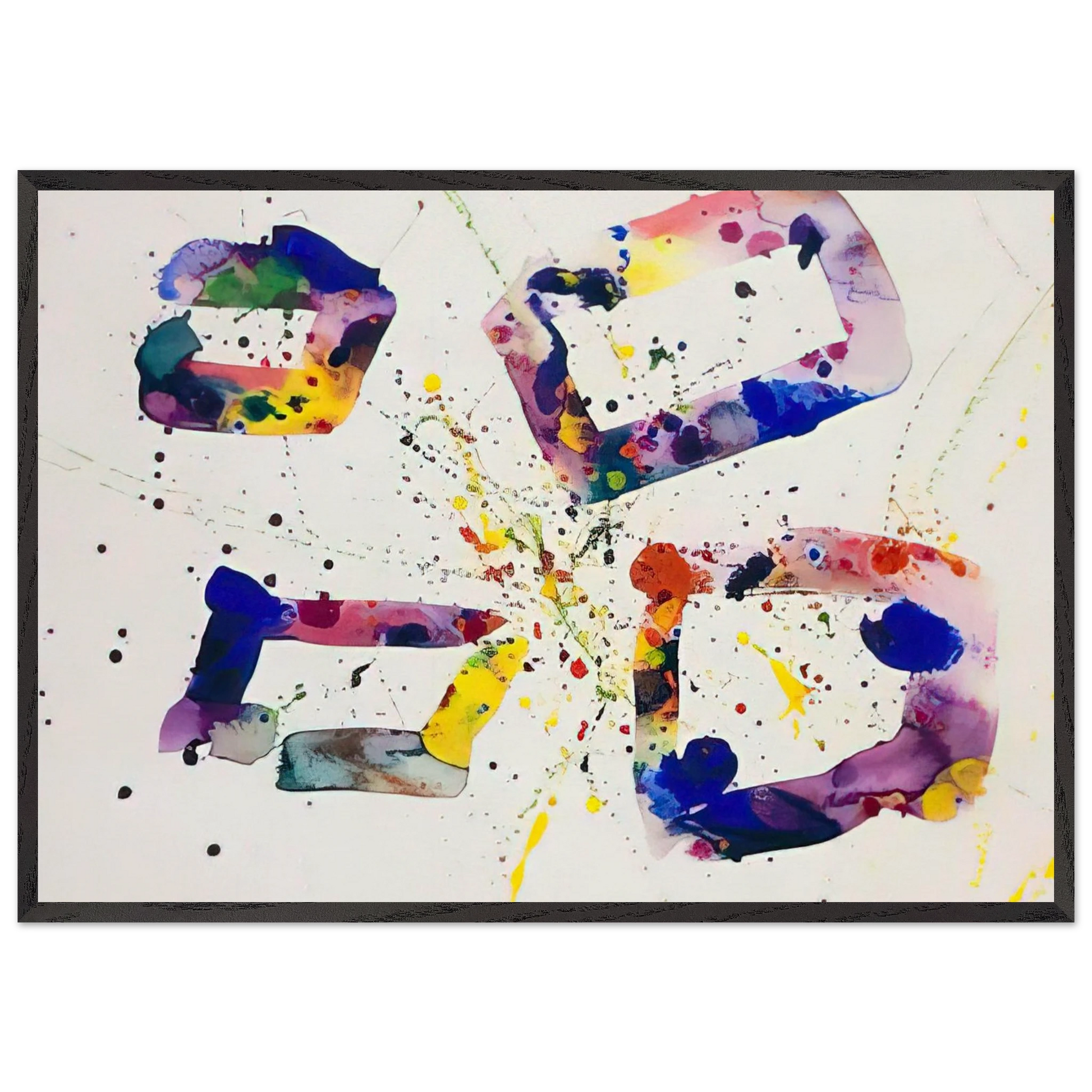 Untitled  SF74-189  - Sam Francis Framed Art Print – Black Wooden Frame - Default Title - -Framed Art Print