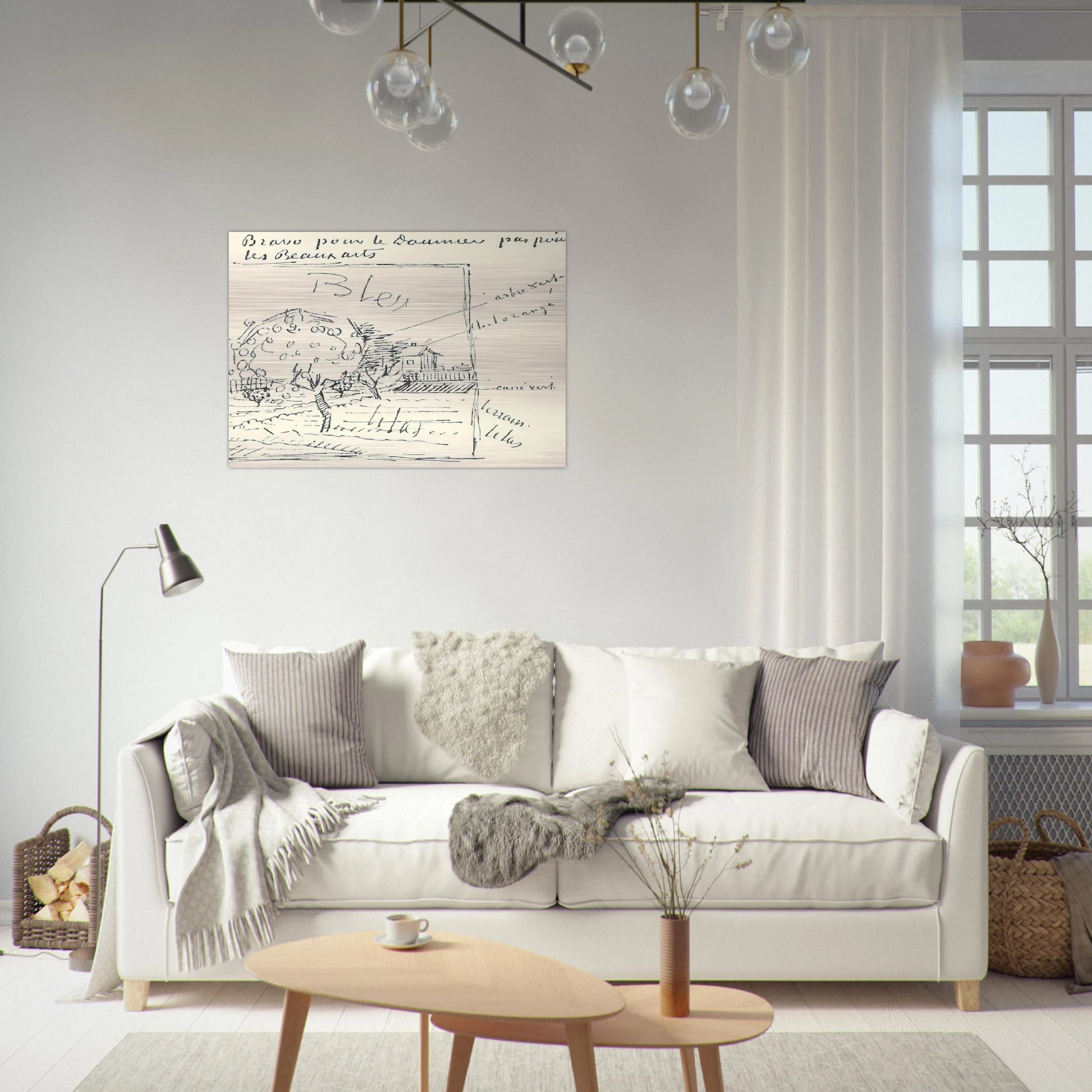 Orchard and House with Orange Roof - Vincent van Gogh Brushed Aluminum Print - 70x100 cm / 28x40 inches | Vincent van Gogh Aluminum Print | Vincent van Gogh Prints