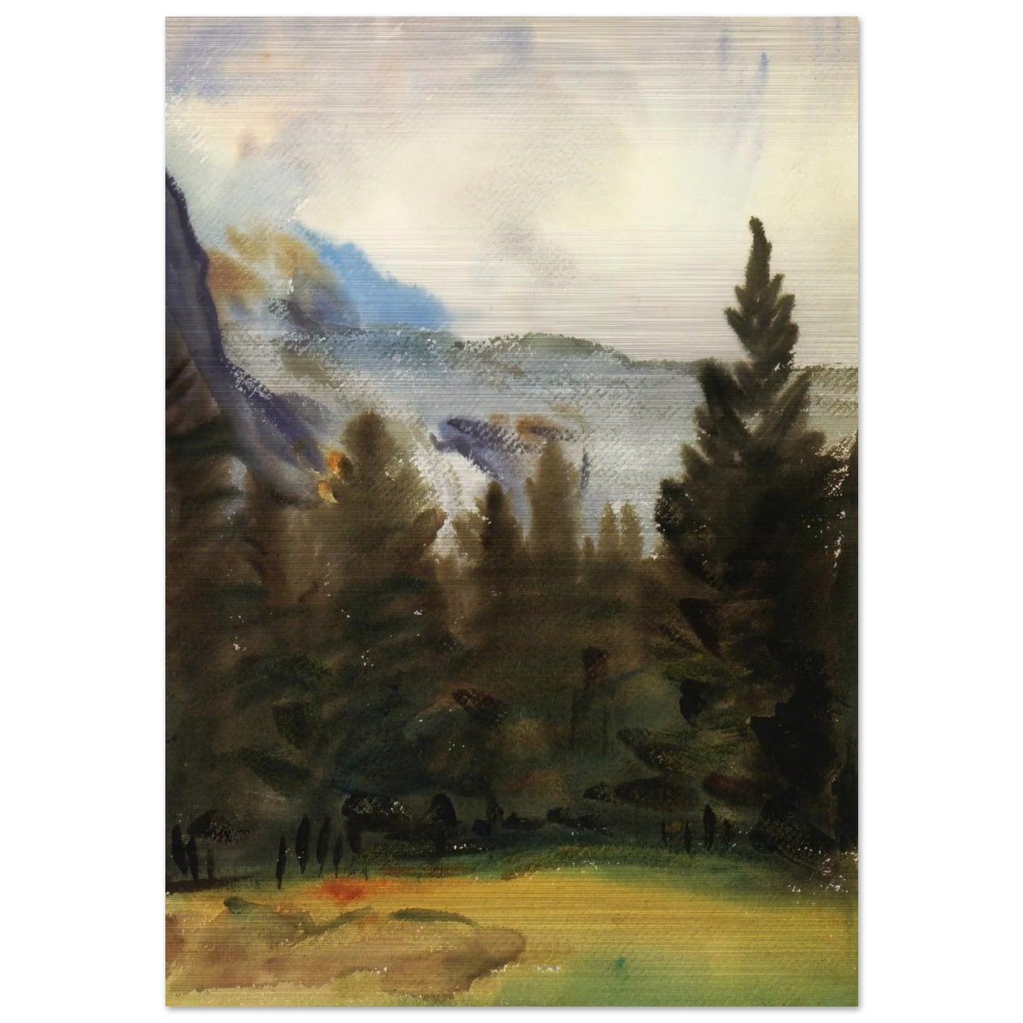 Purtud Fir Trees and Snow Mountains - John Singer Sargent Brushed Aluminum Print - 70x100 cm / 28x40 inches | John Singer Sargent Aluminum Print | John Singer Sargent Prints