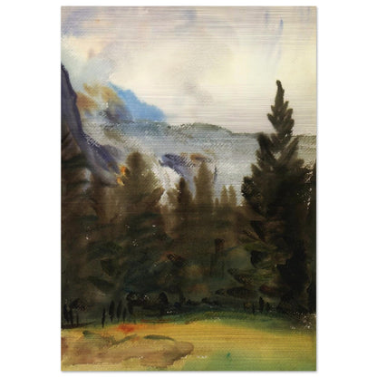 Purtud Fir Trees and Snow Mountains - John Singer Sargent Brushed Aluminum Print - 70x100 cm / 28x40 inches | John Singer Sargent Aluminum Print | John Singer Sargent Prints