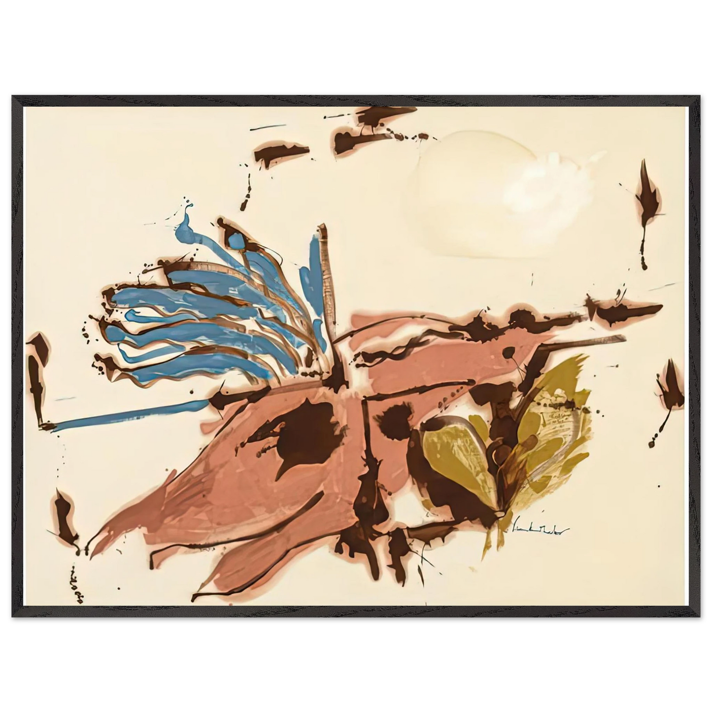 Helen Frankenthaler - Pink Bird Figure I, 1961- Wall Art - 30x40 cm / 12x16 inches - Premium Wooden Framed Poster With Fine Art Paper - Black frame