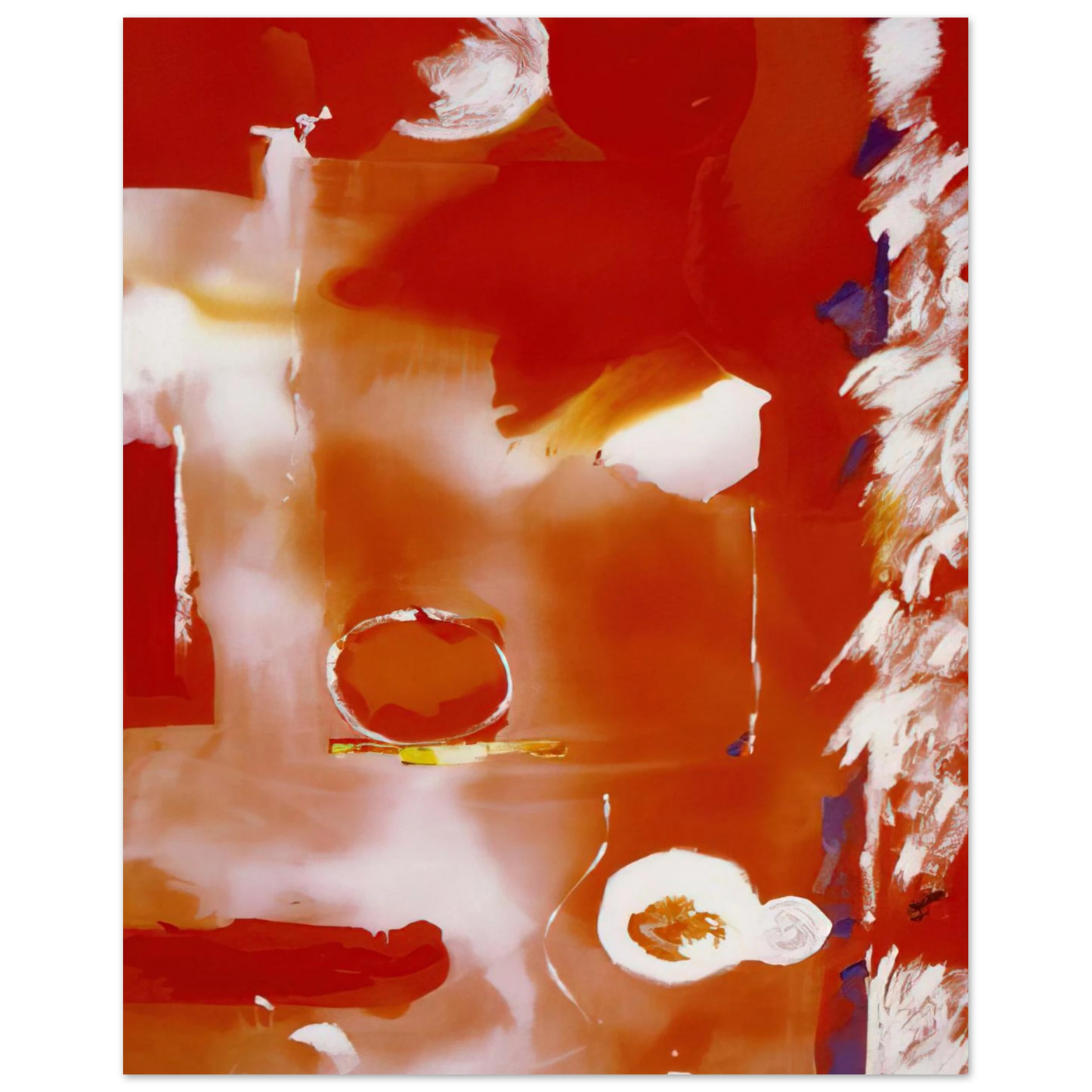 Helen Frankenthaler - Seeing the Moon on a Hot Summer Day - 1987 Wall art - 15x20 cm / 6x8 Inches - Premium Wooden Framed Poster With Fine Art Paper - White frame