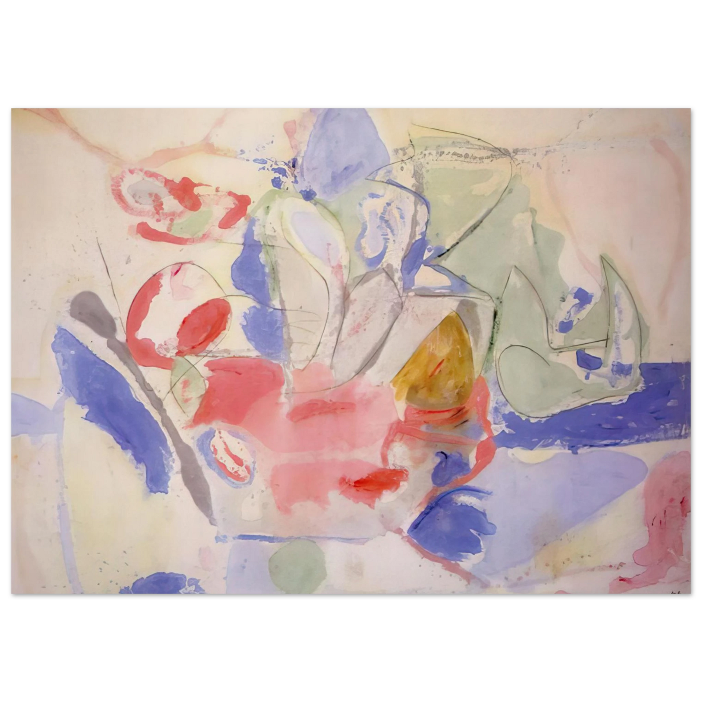 Helen Frankenthaler - Mountains and Sea - 1952 Wall art - 30x40 cm / 12x16 Inches - Premium Wooden Framed Poster With Fine Art Paper - White frame