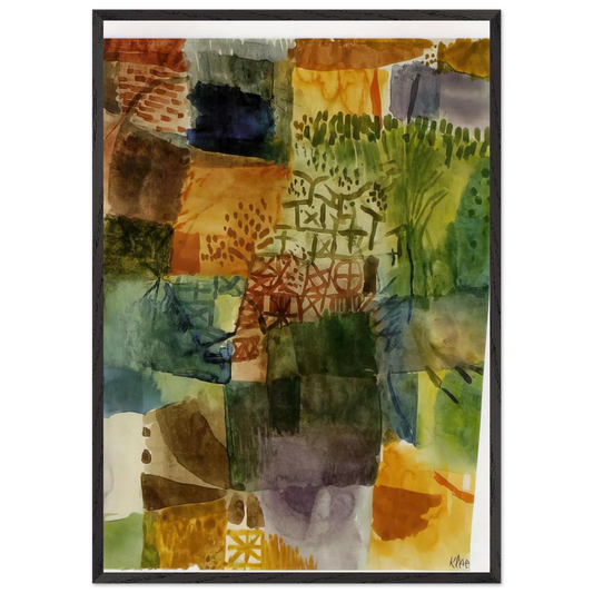 REMEMBRANCE OF A GARDEN 1914 - Paul Klee 70x100 cm / 28x40 inches Framed Art Print – Black Wooden Frame
