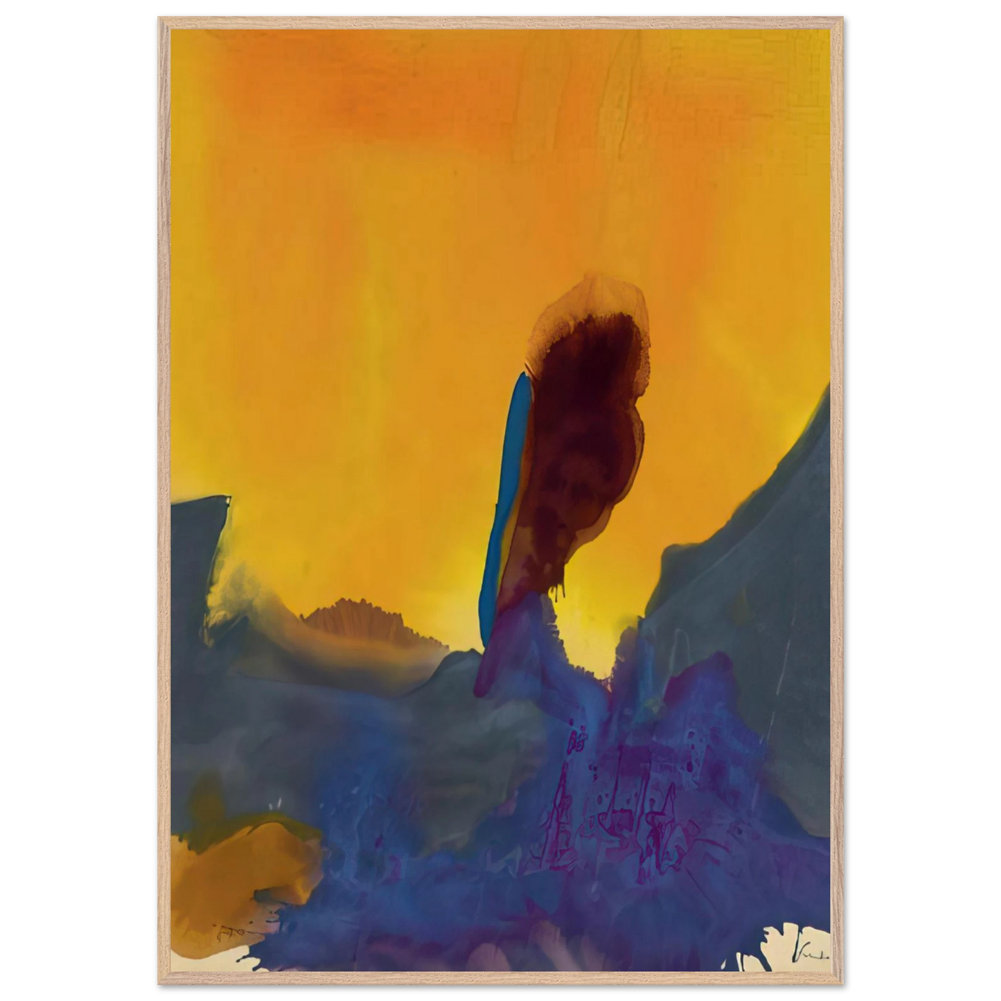 Helen Frankenthaler - Glow II - 1968 Wall art - 40x50 cm / 16x20 inches - Premium Wooden Framed Poster With Fine Art Paper - Wood frame