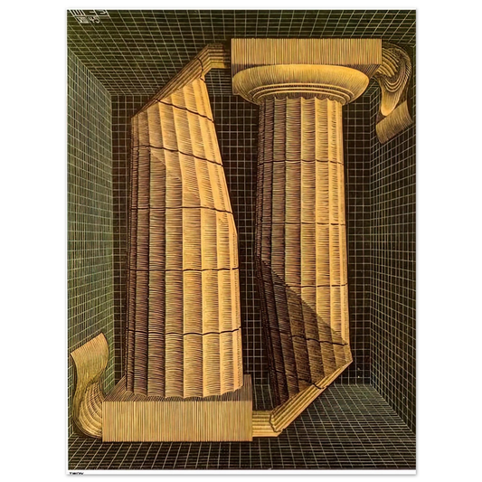 MC Escher - DORIC COLUMNS Wall Art - 21x29.7 cm / 8x12" - Fine Art Poster - -