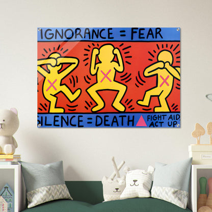 IGNORANCE FEAR 1989 - Keith Haring Acrylic Print - 70x100 cm / 28x40″ inches | Keith Haring Wall Art | Keith Haring Prints