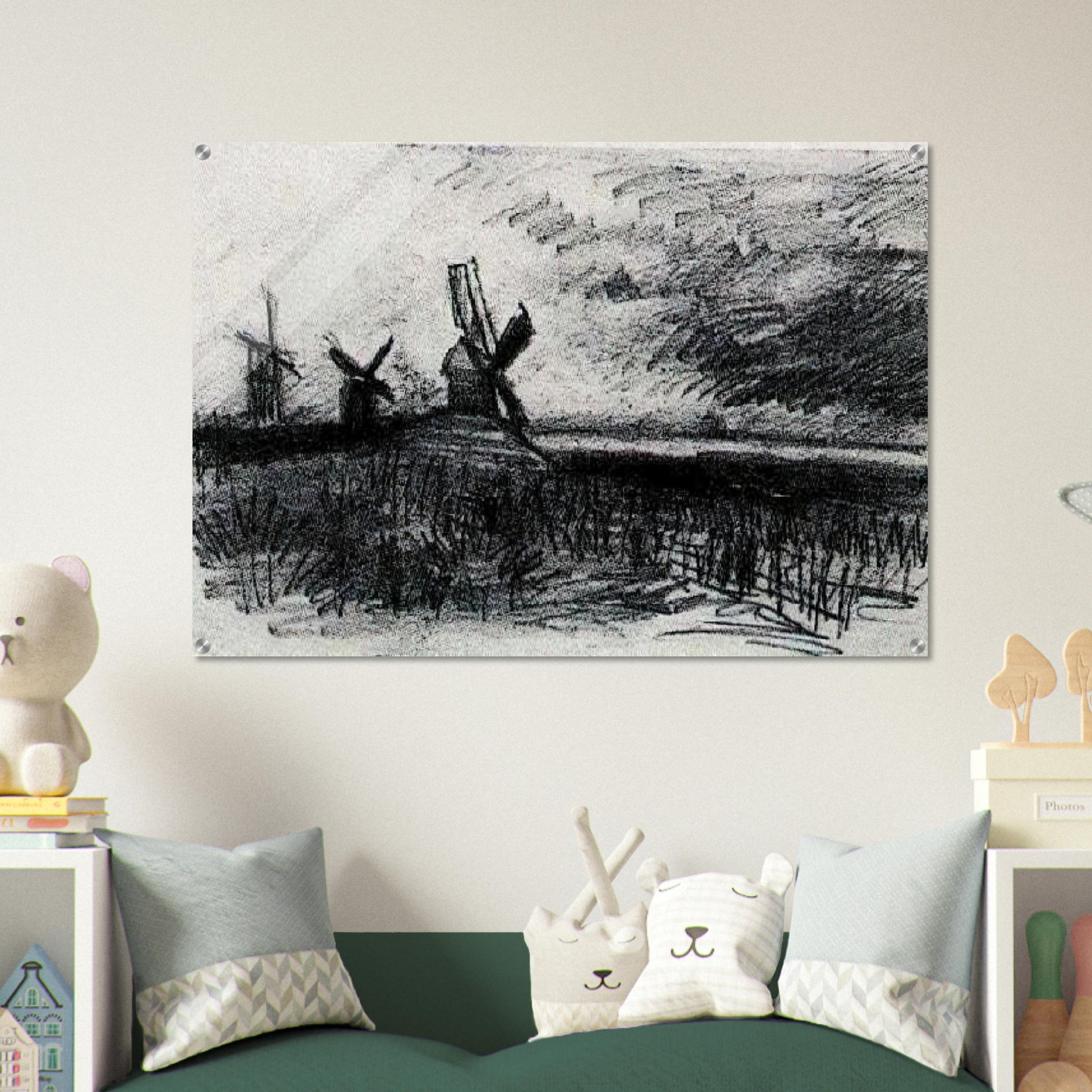 Windmills at Montmartre - Vincent van Gogh Acrylic Print - 70x100 cm / 28x40″ inches