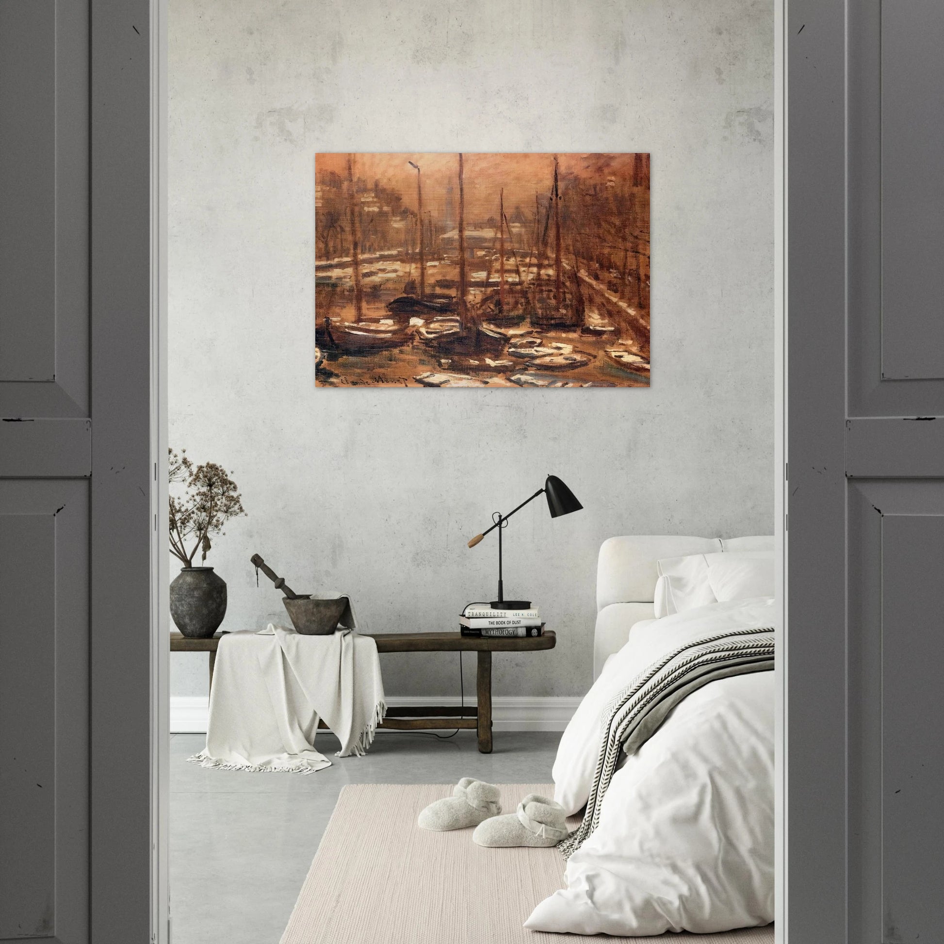 Geldersekade of Amsterdam Invierno - claude monet Brushed Aluminum Print - 70x100 cm / 28x40 inches | claude monet Aluminum Print | claude monet Prints