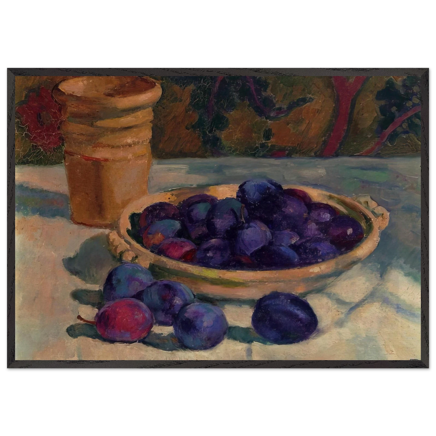 STILL LIFE WITH PLUMS 1926 - Theo van Rysselberghe Framed Art Print – Black Wooden Frame - Default Title - -Framed Art Print