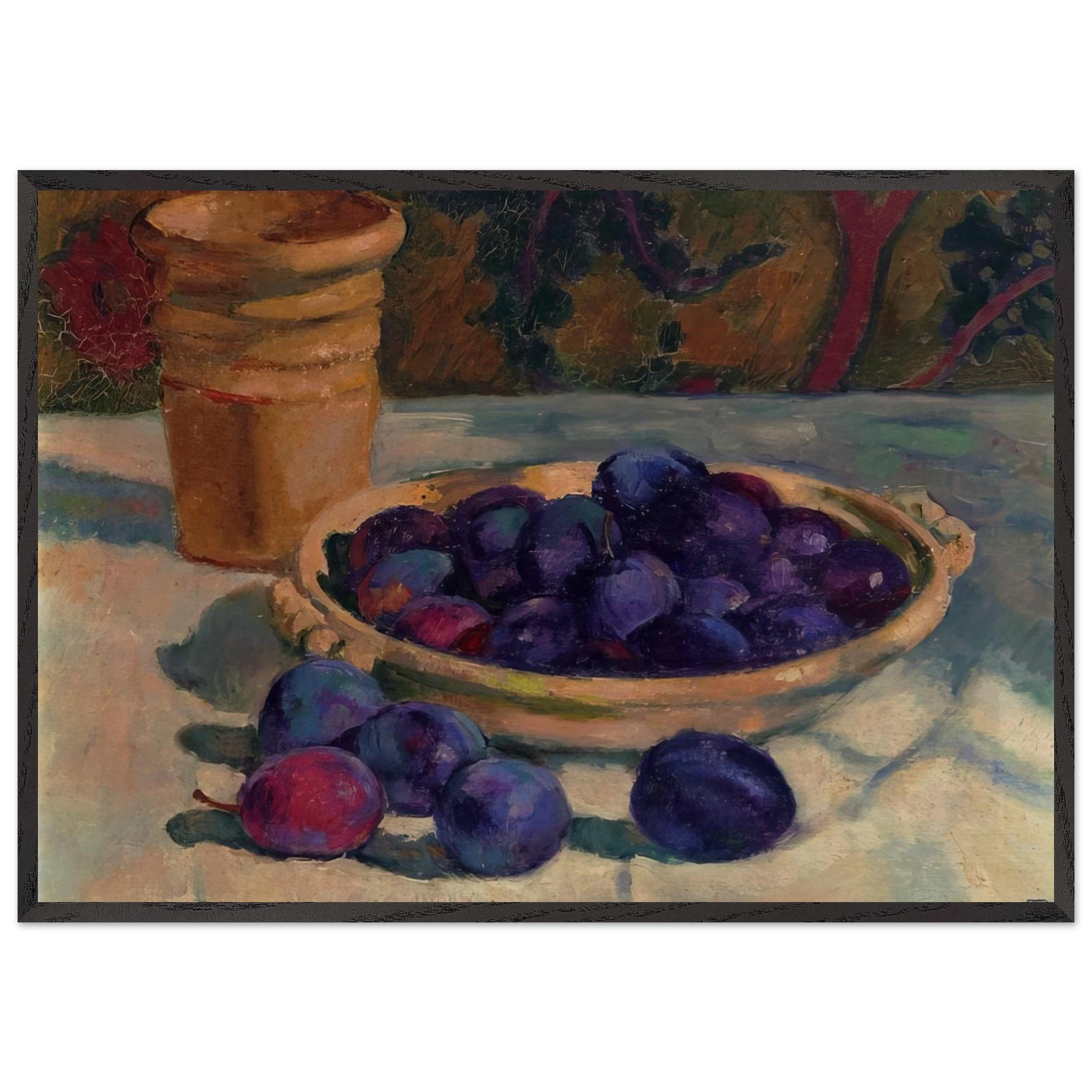 STILL LIFE WITH PLUMS 1926 - Theo van Rysselberghe Framed Art Print – Black Wooden Frame - Default Title - -Framed Art Print