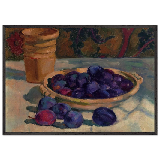 STILL LIFE WITH PLUMS 1926 - Theo van Rysselberghe Framed Art Print – Black Wooden Frame - Default Title - -Framed Art Print