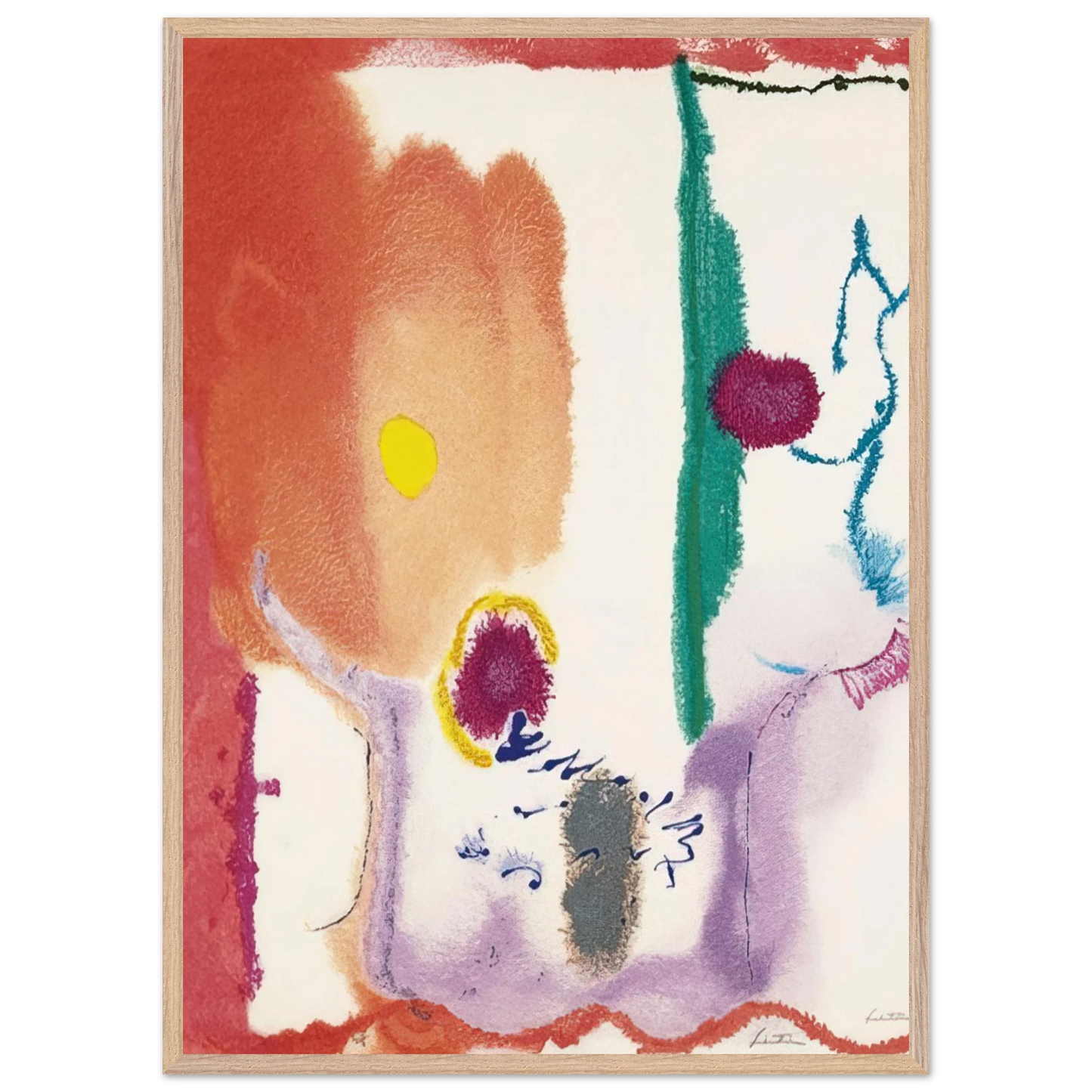 Helen Frankenthaler - Beginnings - 2002 Wall art - 30x40 cm / 12x16 inches - Premium Wooden Framed Poster With Fine Art Paper - Black frame