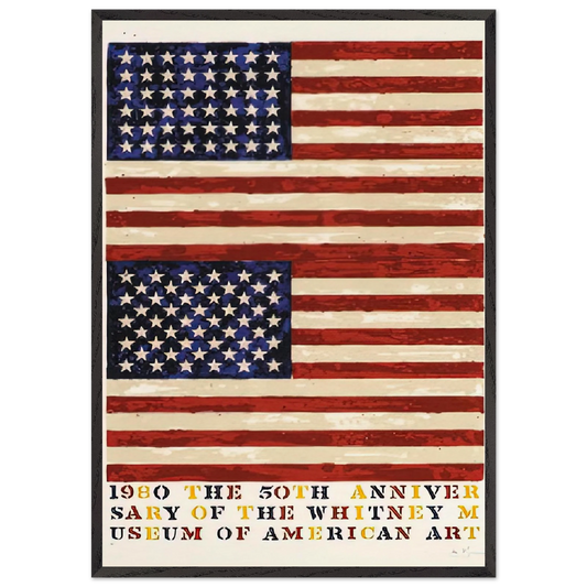 TWO FLAGS WHITNEY ANNIVERSARY ULAE 207 1980 - Jasper Johns Framed Art Print – Black Wooden Frame - Default Title - -Framed Art Print