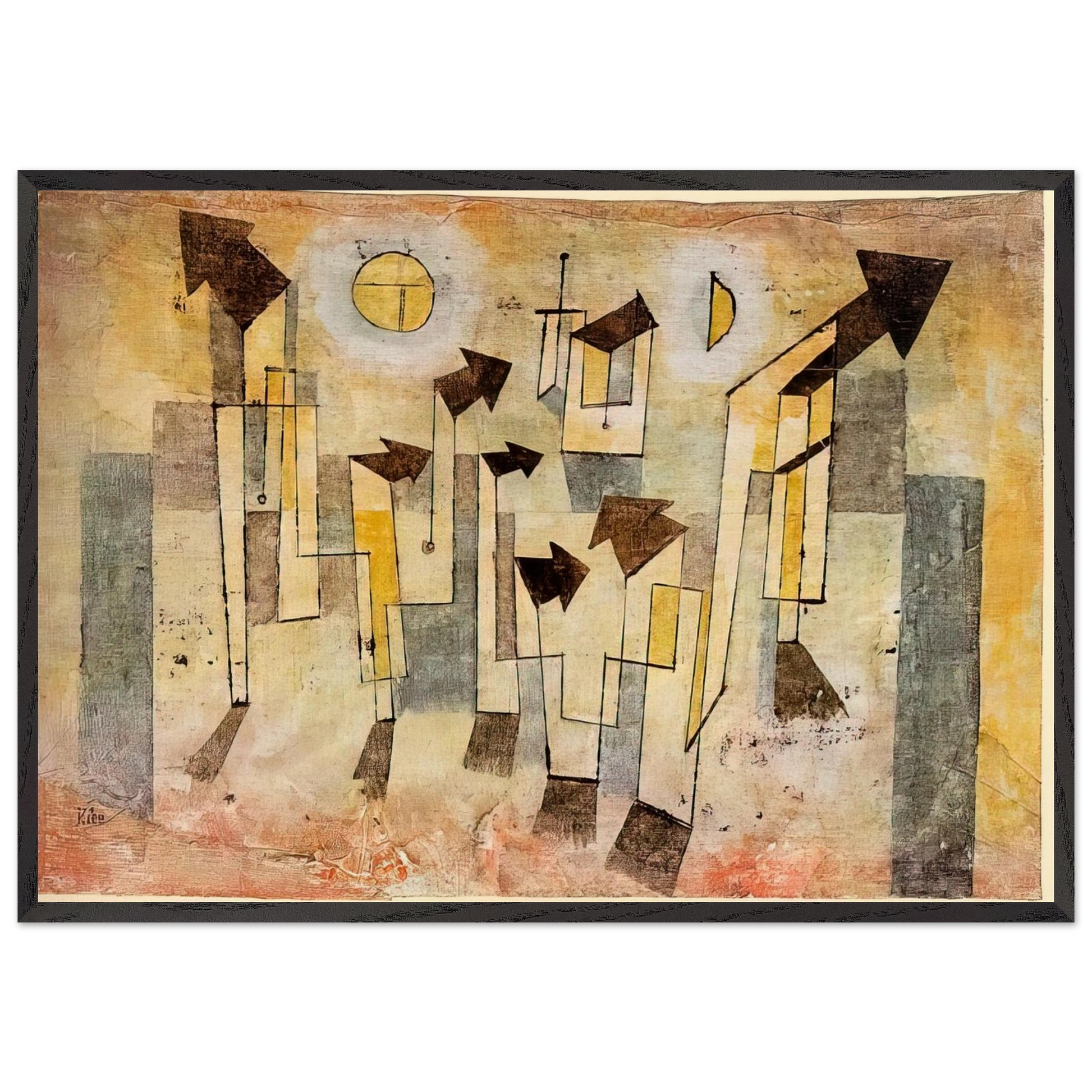 WALL PAINTING FROM THE TEMPLE OF LONGING 1922 - Paul Klee Framed Art Print – Black Wooden Frame - Default Title - -Framed Art Print
