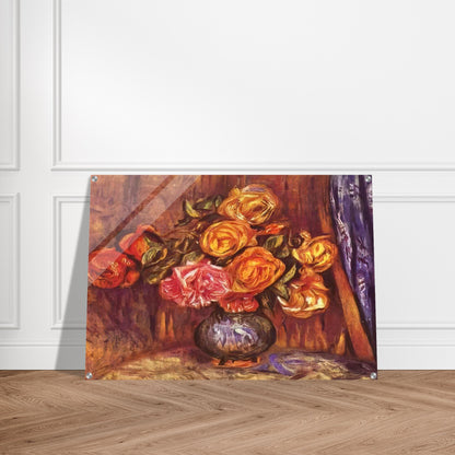 Roses Before the Blue Curtain - Pierre-Auguste Renoir Acrylic Print - 70x100 cm / 28x40″ inches