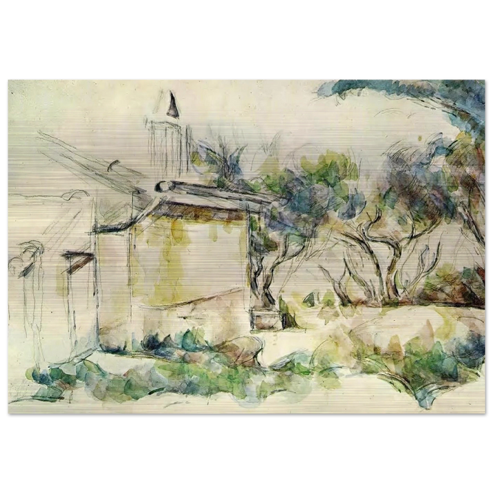 Jourdan's Cottage - Paul Cézanne Brushed Aluminum Print - 70x100 cm / 28x40 inches | Paul Cézanne Aluminum Print | Paul Cézanne Prints