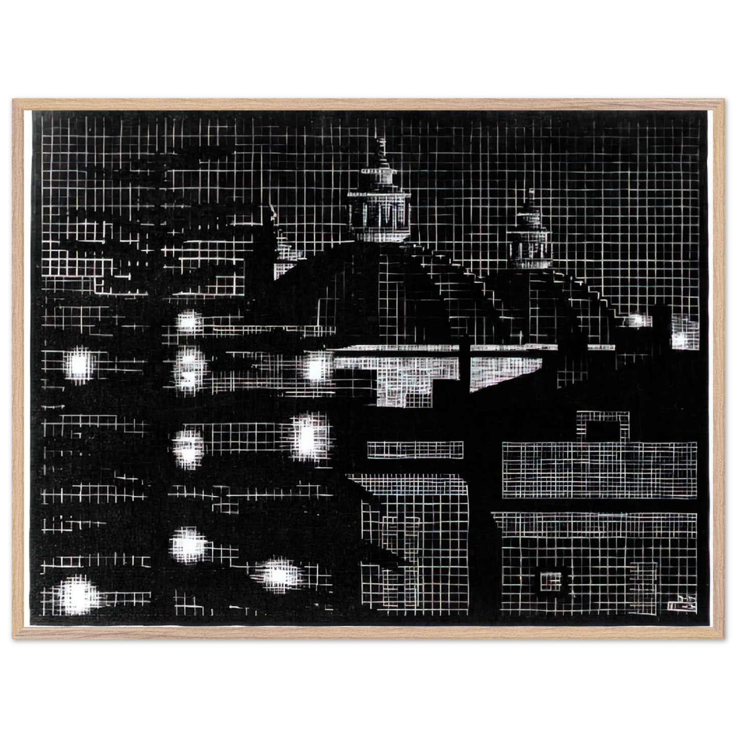 MC Escher - NOCTURNAL ROME 5 Wall Art - 30x40 cm / 12x16 inches - Premium Wooden Framed Poster With Fine Art Paper - Wood frame
