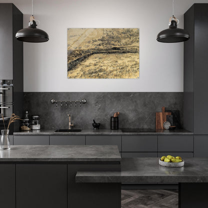 Wheat field with sun and cloud - Vincent van Gogh Acrylic Print - 70x100 cm / 28x40″ inches