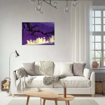 Purple Coastline - Eyvind Earle Brushed Aluminum Print - 70x100 cm / 28x40 inches | Eyvind Earle Aluminum Print | Eyvind Earle Prints