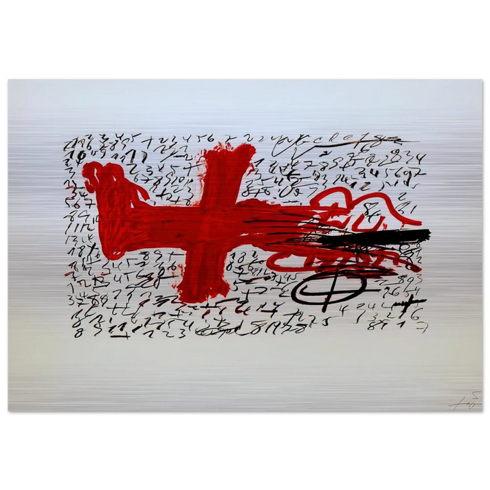 JAMBE ET CHIFFRES 1984 - Antoni Tapies Brushed Aluminum Print - 70x100 cm / 28x40 inches | Antoni Tapies Aluminum Print | Antoni Tapies Prints