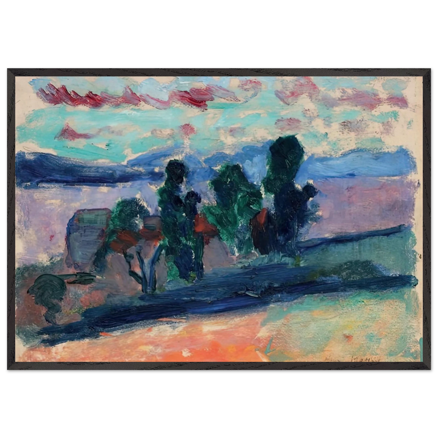PAYSAGE DE SAINT TROPEZ AU CREPUSCULE 1904 - Henri Matisse Framed Art Print – Black Wooden Frame - Default Title - -Framed Art Print