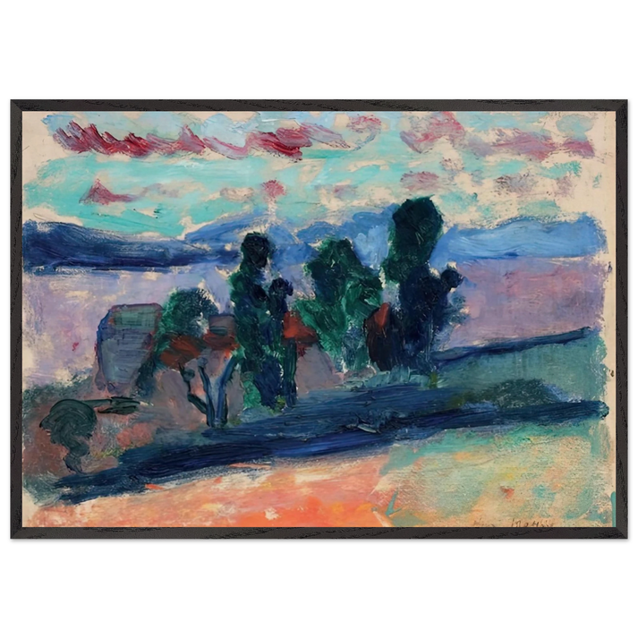 PAYSAGE DE SAINT TROPEZ AU CREPUSCULE 1904 - Henri Matisse 70x100 cm / 28x40 inches Framed Art Print – Black Wooden Frame