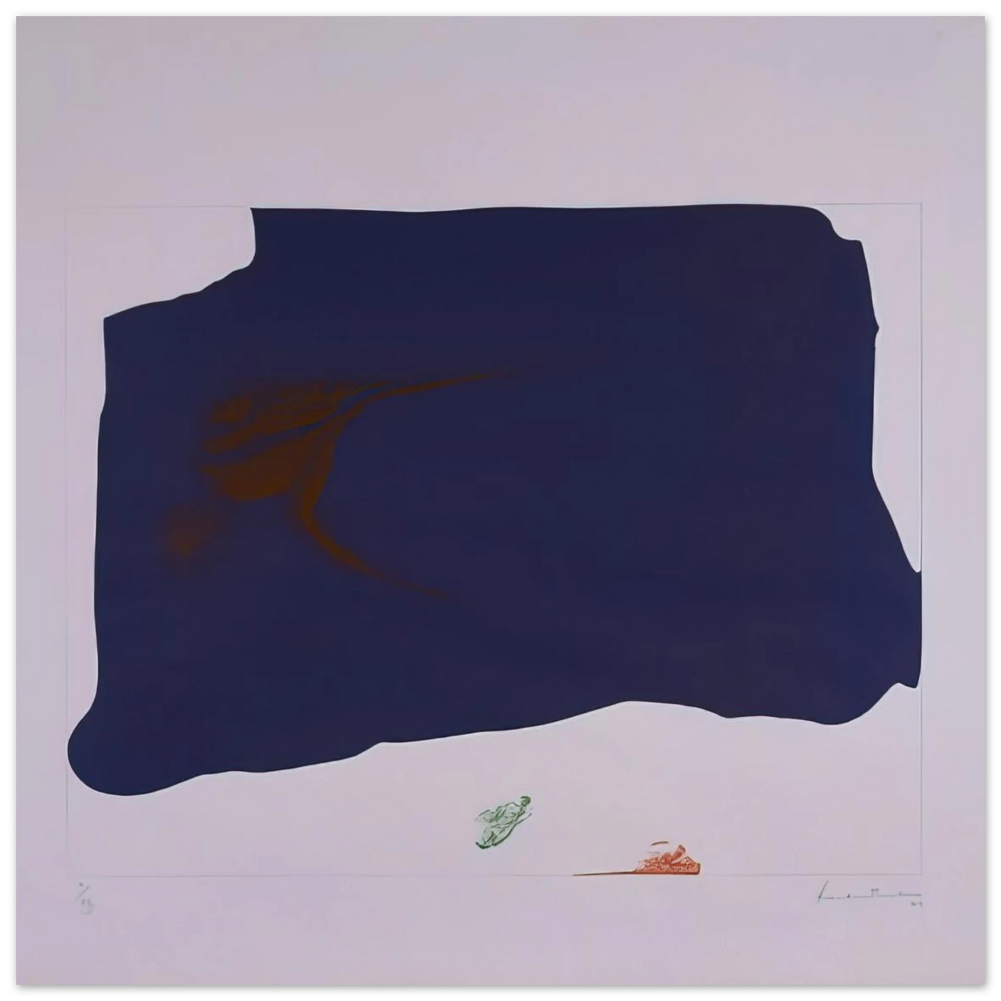 Helen Frankenthaler - Variation II on Mauve Corner - 1969 Wall art - 50x50 cm / 20x20 inches - Premium Wooden Framed Poster With Fine Art Paper - Black frame