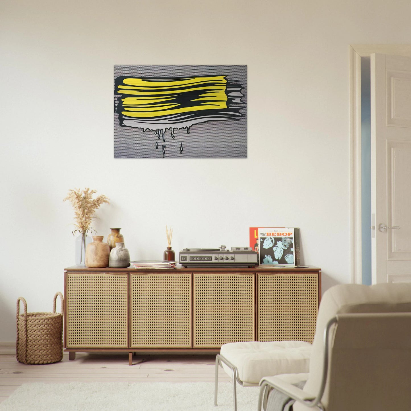 YELLOW AND WHITE BRUSHSTROKES 1965 - Roy Lichtenstein Brushed Aluminum Print - 70x100 cm / 28x40 inches | Roy Lichtenstein Aluminum Print | Roy Lichtenstein Prints