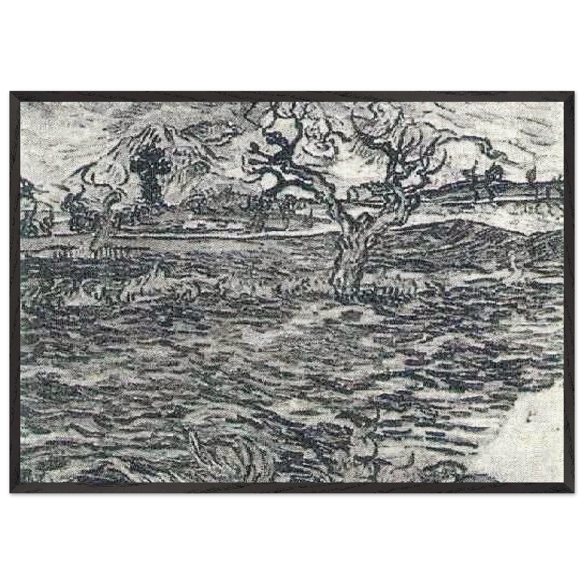 Landscape with Olive Tree and Mountains in the Background - Vincent van Gogh Framed Art Print – Black Wooden Frame - Default Title - -Framed Art Print