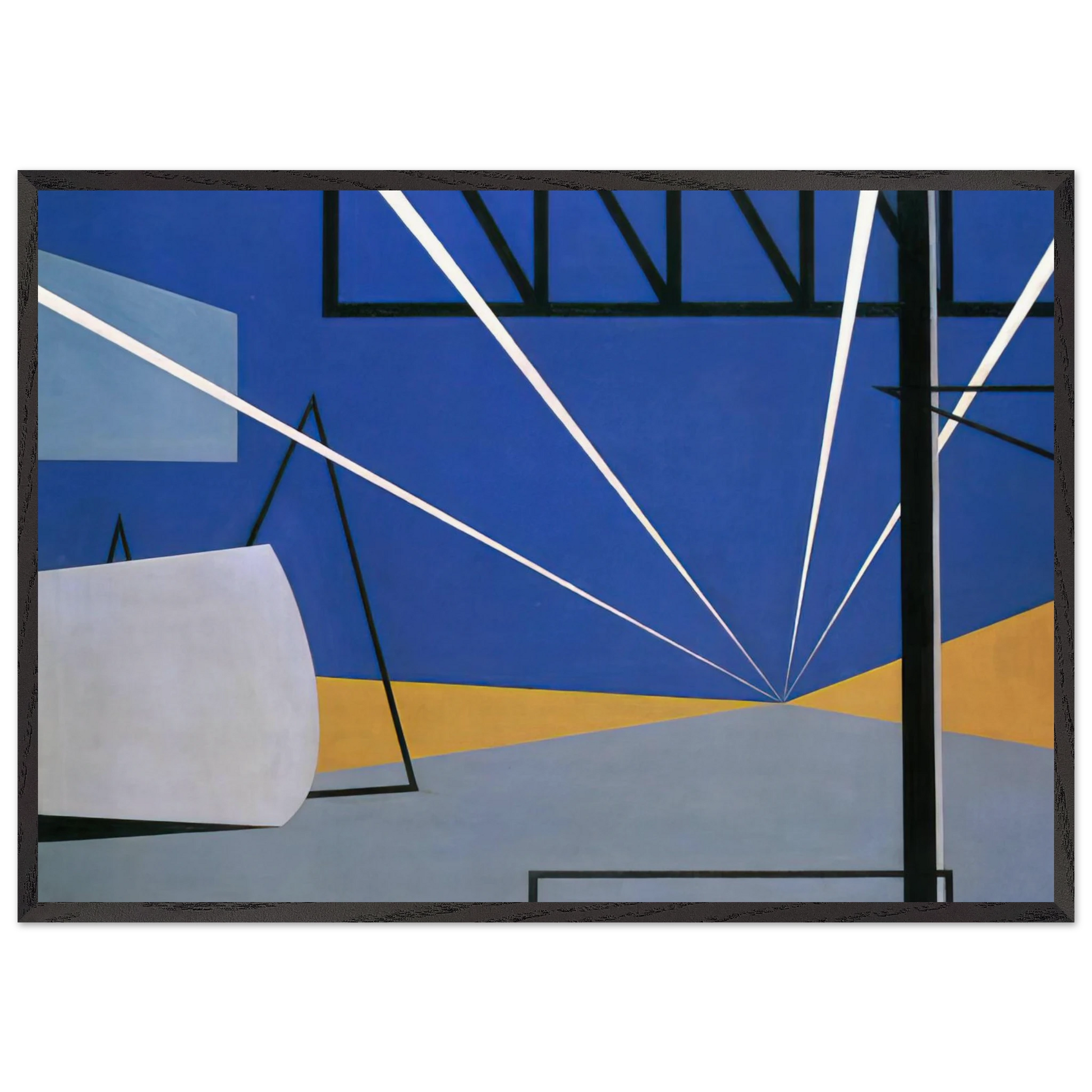 Lights in an Aircraft Plant - 1945 - Ralston Crawford Framed Art Print – Black Wooden Frame - Default Title - -Framed Art Print