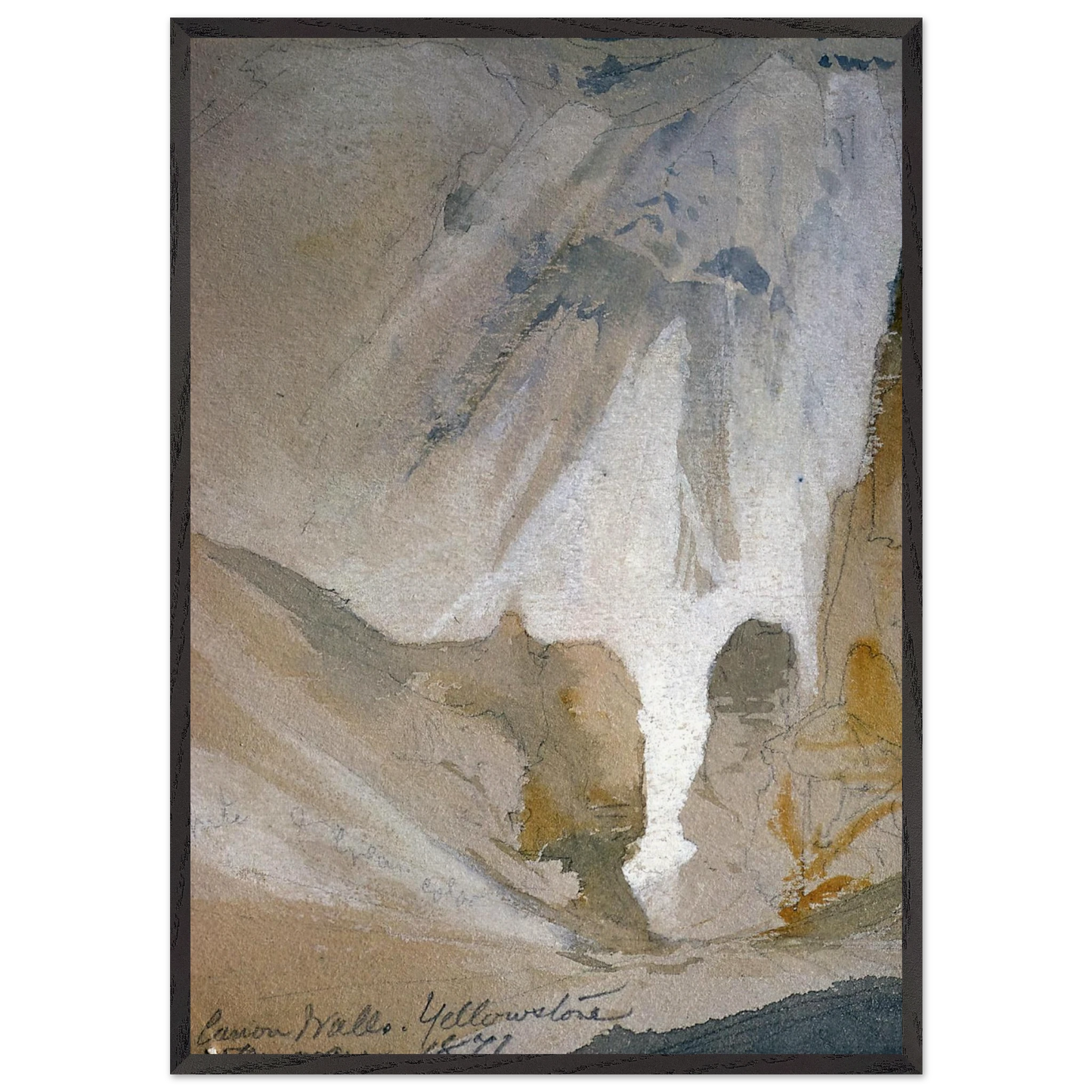 Canyon Walls Yellowstone sketch - Thomas Moran Framed Art Print – Black Wooden Frame - Default Title - -Framed Art Print