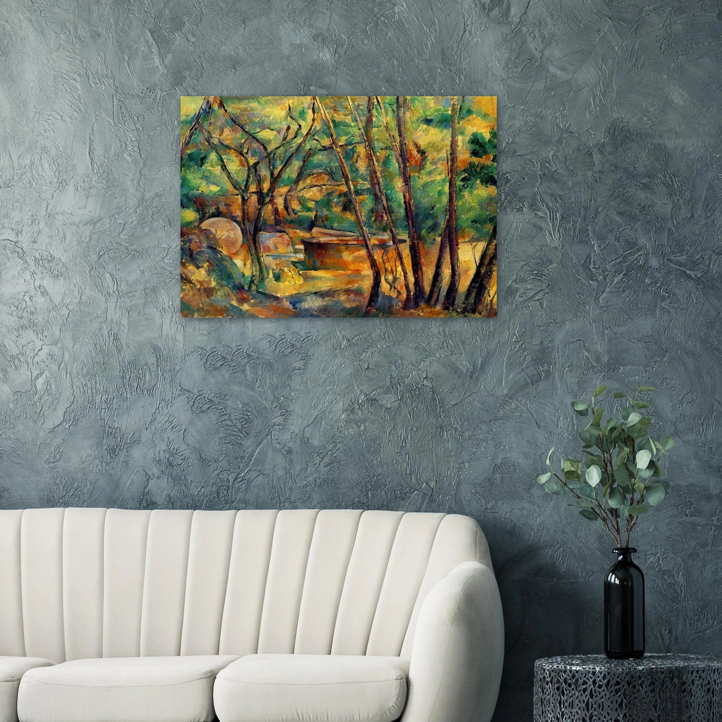 Millstone and Cistern Under Trees - Paul Cézanne Brushed Aluminum Print - 70x100 cm / 28x40 inches | Paul Cézanne Aluminum Print | Paul Cézanne Prints
