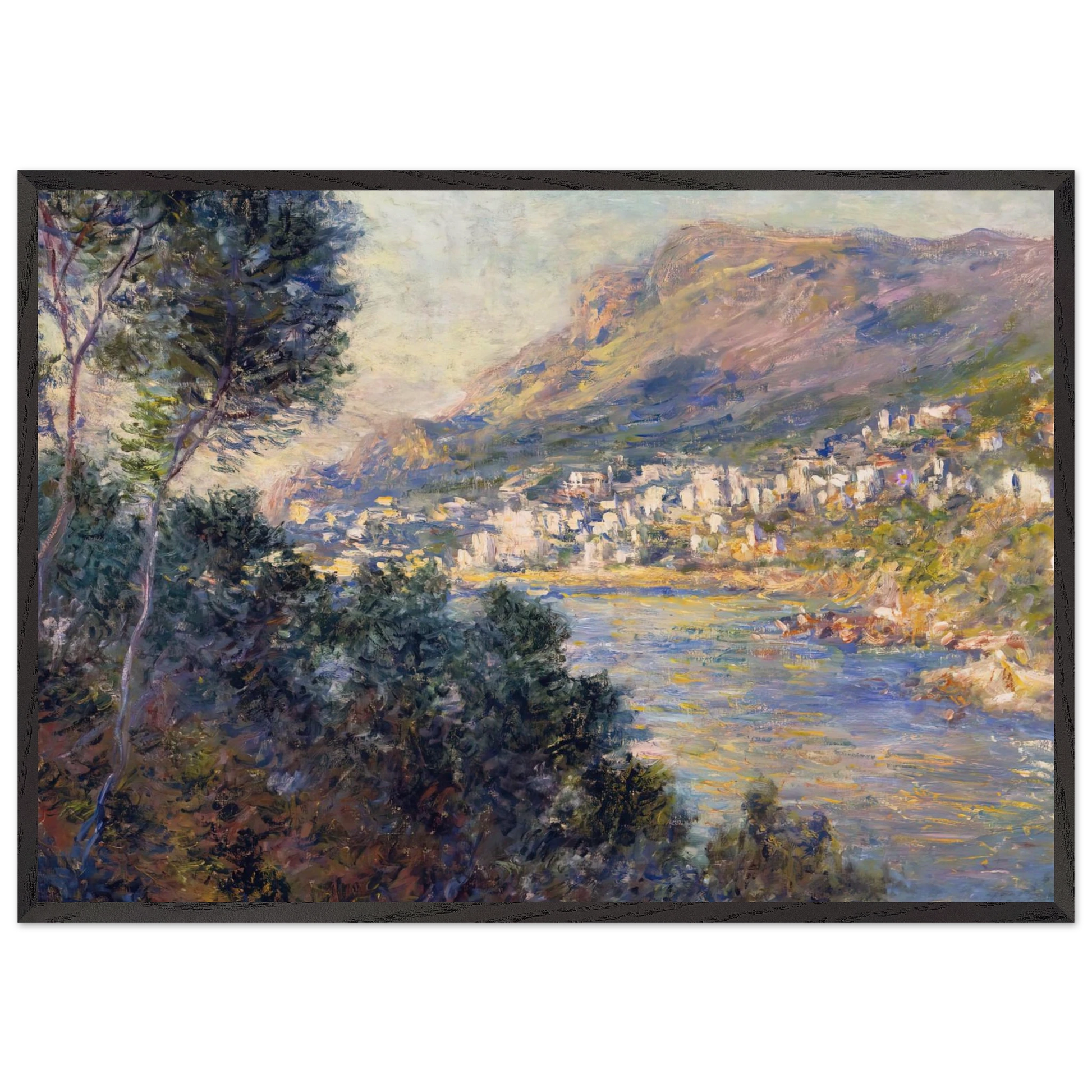 Monte Carlo Seen from Roquebrune - claude monet Framed Art Print – Black Wooden Frame - Default Title - -Framed Art Print