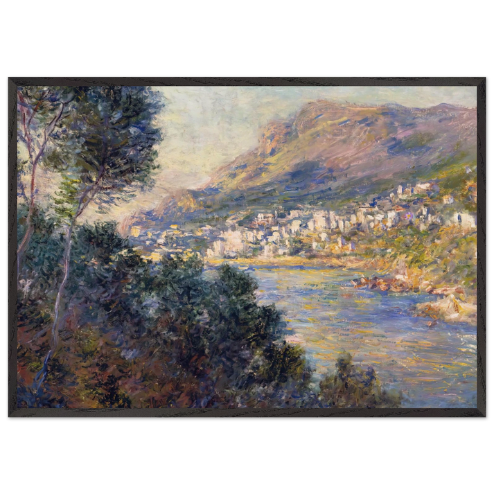 Monte Carlo Seen from Roquebrune - claude monet 70x100 cm / 28x40 inches Framed Art Print – Black Wooden Frame