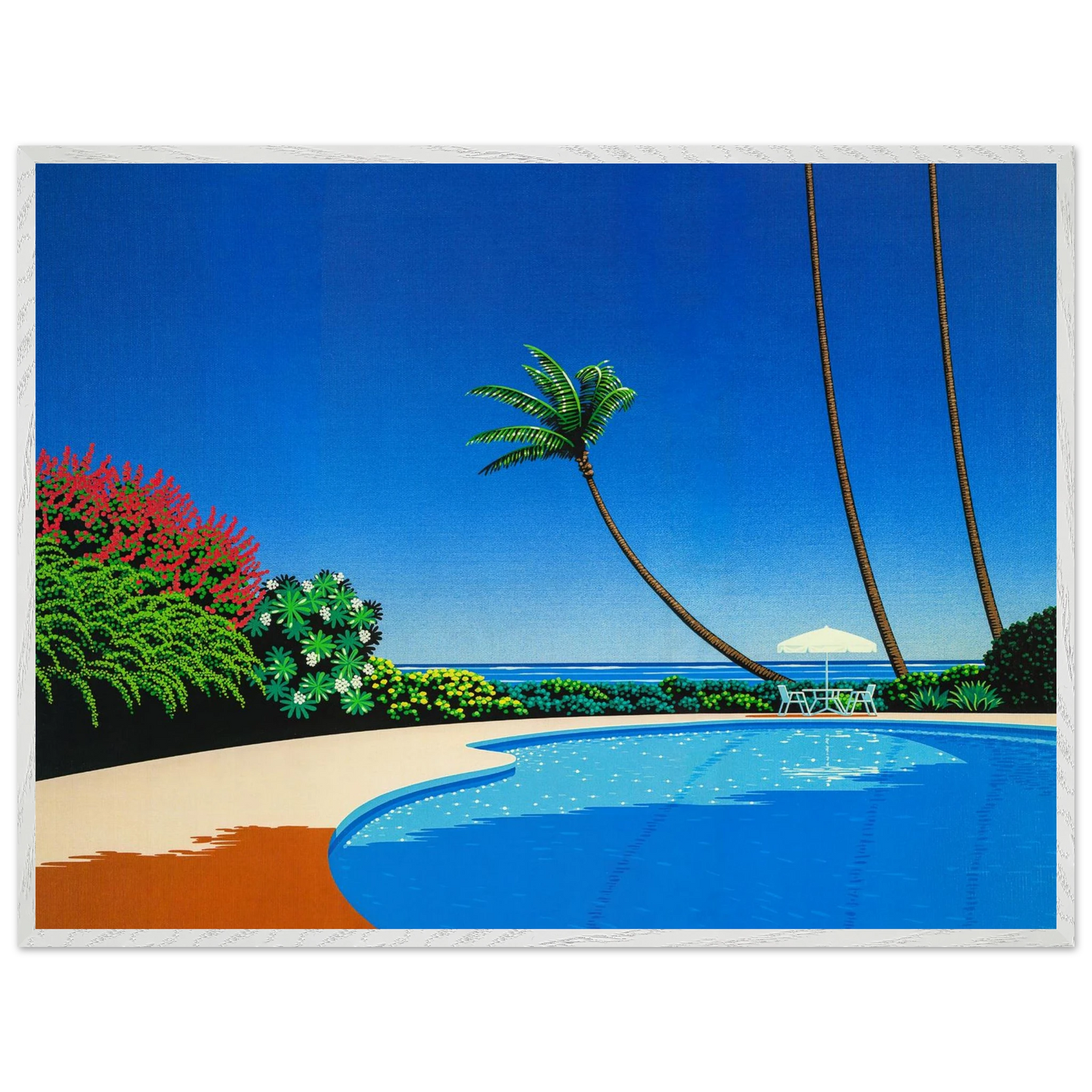 Hiroshi Nagai - Shade of Palm Grove II Wall Art - 60x80 cm / 24x32 inches - Premium Wooden Framed Poster With Fine Art Paper - Black frame