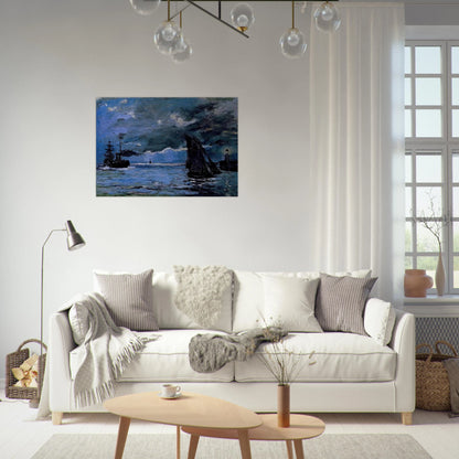 Seascape, Night Effect - claude monet Brushed Aluminum Print - 70x100 cm / 28x40 inches | claude monet Aluminum Print | claude monet Prints