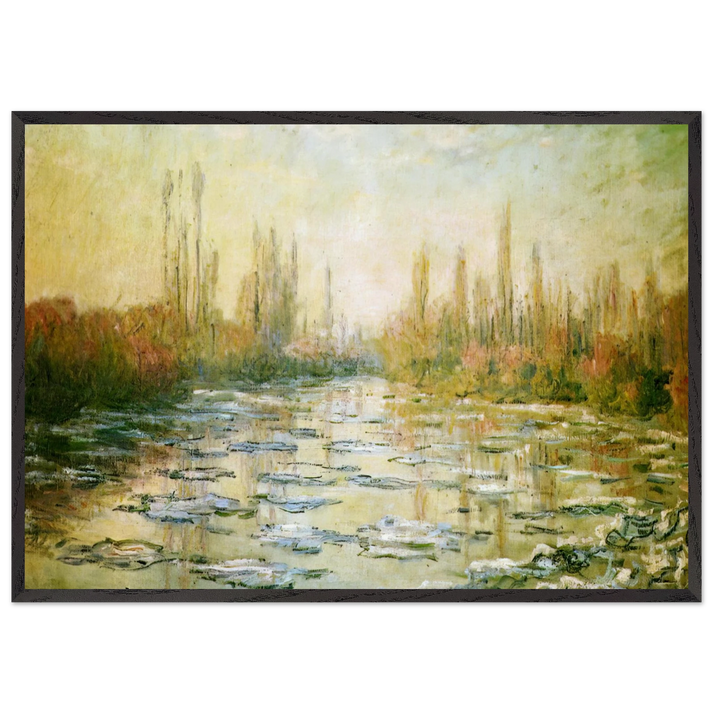 The Ice Floes - claude monet 70x100 cm / 28x40 inches Framed Art Print – Black Wooden Frame