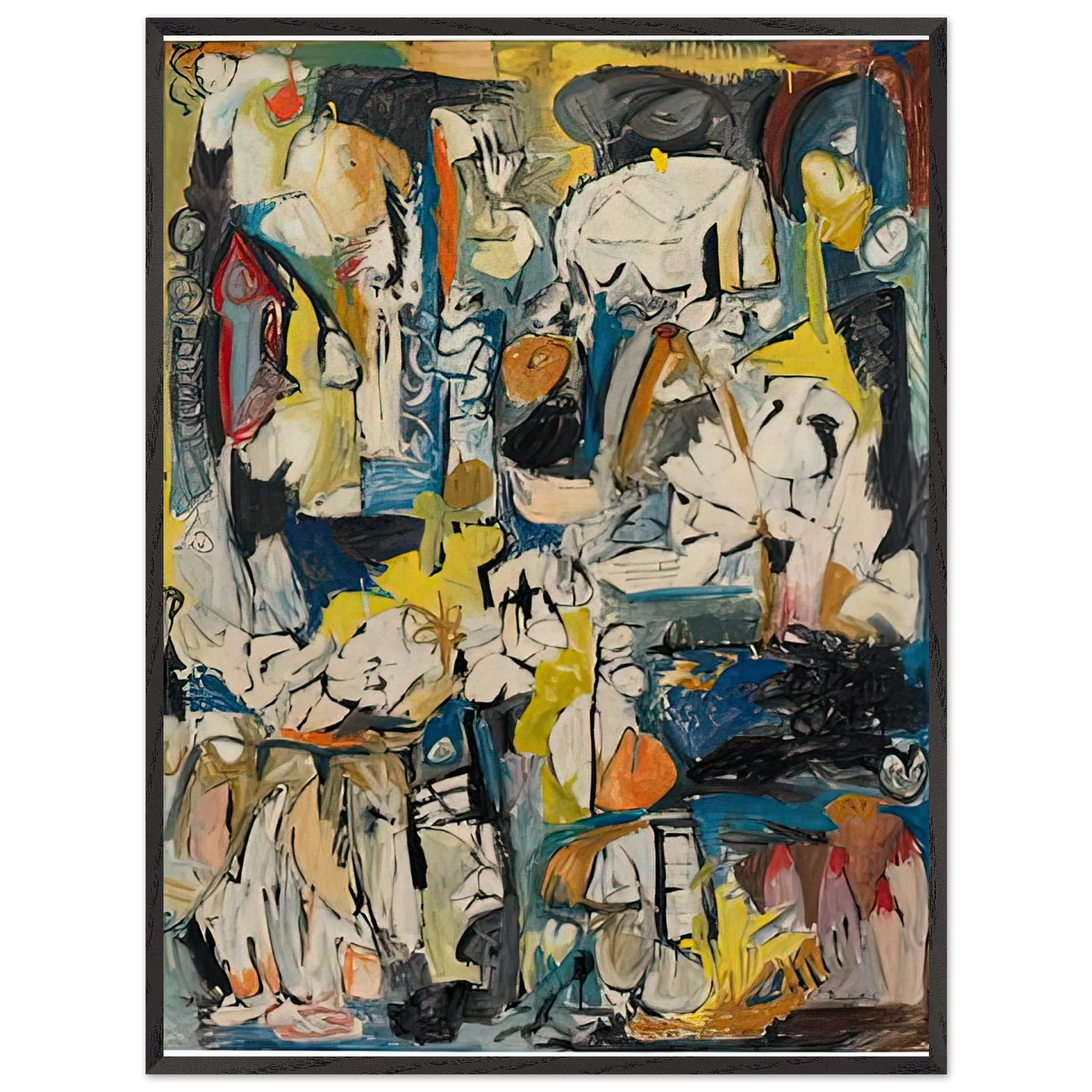 Helen Frankenthaler - Village, 1951- Wall Art - 21x29.7 cm / 8x12" - Premium Wooden Framed Poster With Fine Art Paper - Black frame