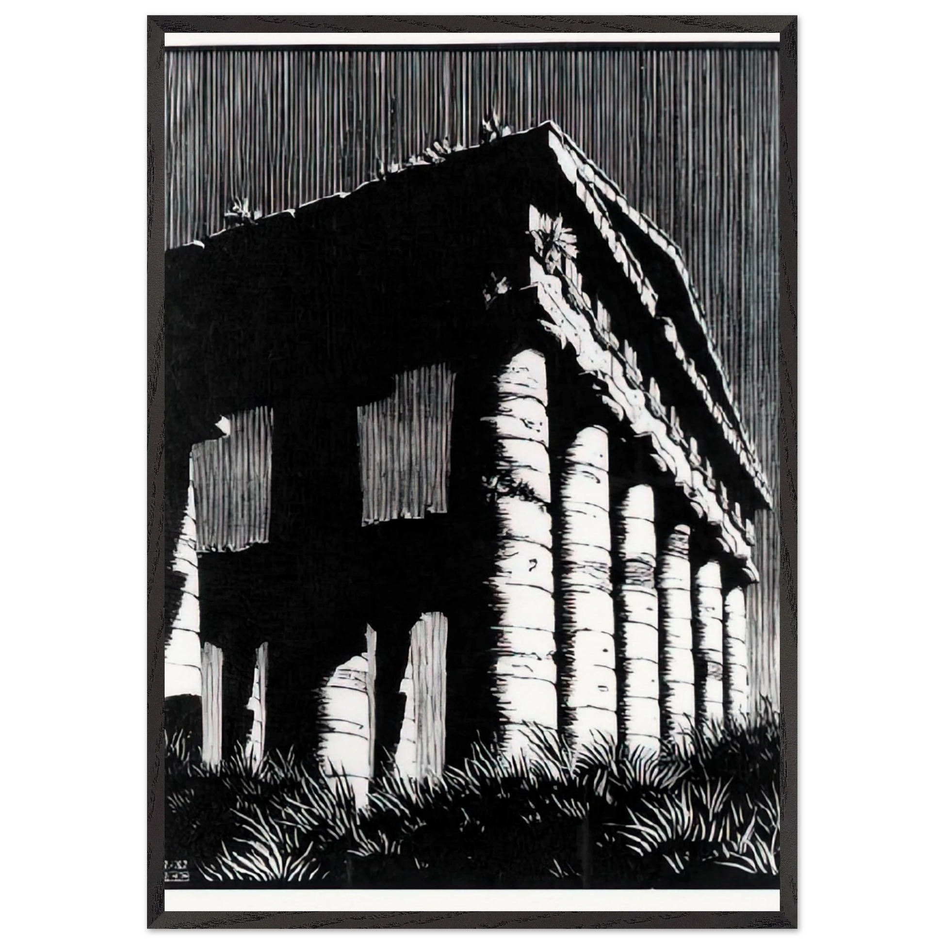 TEMPLE OF SEGESTE SICILY - MC Escher Framed Art Print – Black Wooden Frame - Default Title - -Framed Art Print