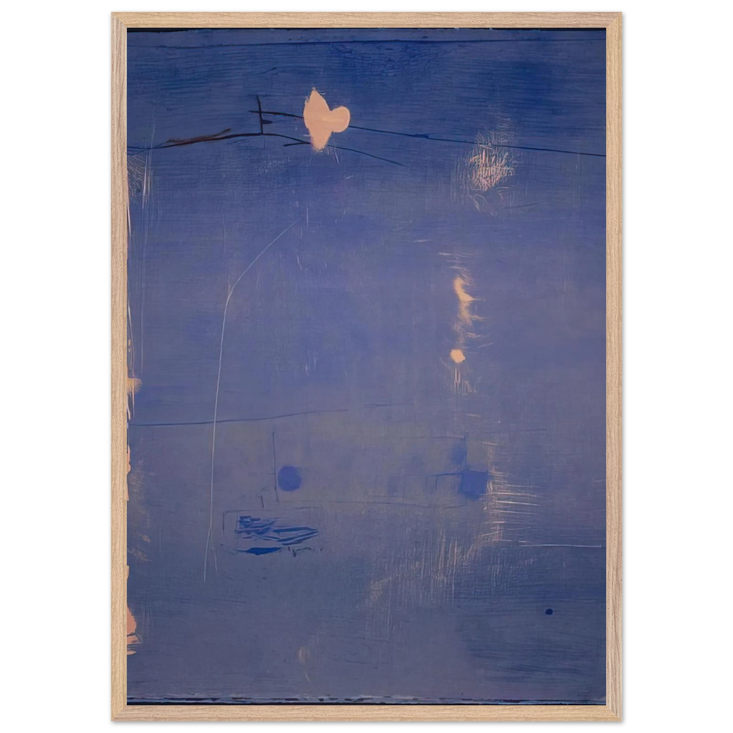 Helen Frankenthaler - Cameo - 1980 Wall art - 28x43  cm / XL (11x17 inches) - Premium Wooden Framed Poster With Fine Art Paper - Black frame