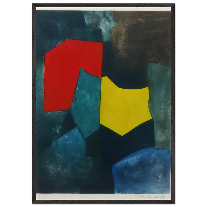 XVI - 1964 - Serge Poliakoff 70x100 cm / 28x40 inches Framed Art Print – Black Wooden Frame