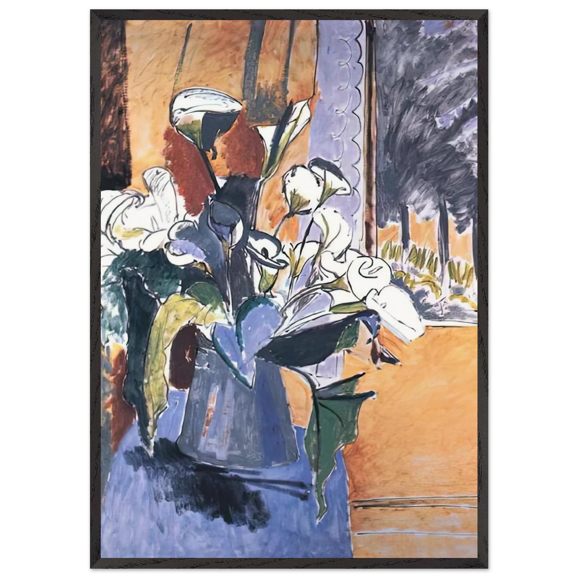 FLOWERS ON THE WINDOWSILL 1913 - Henri Matisse Framed Art Print – Black Wooden Frame - Default Title - -Framed Art Print