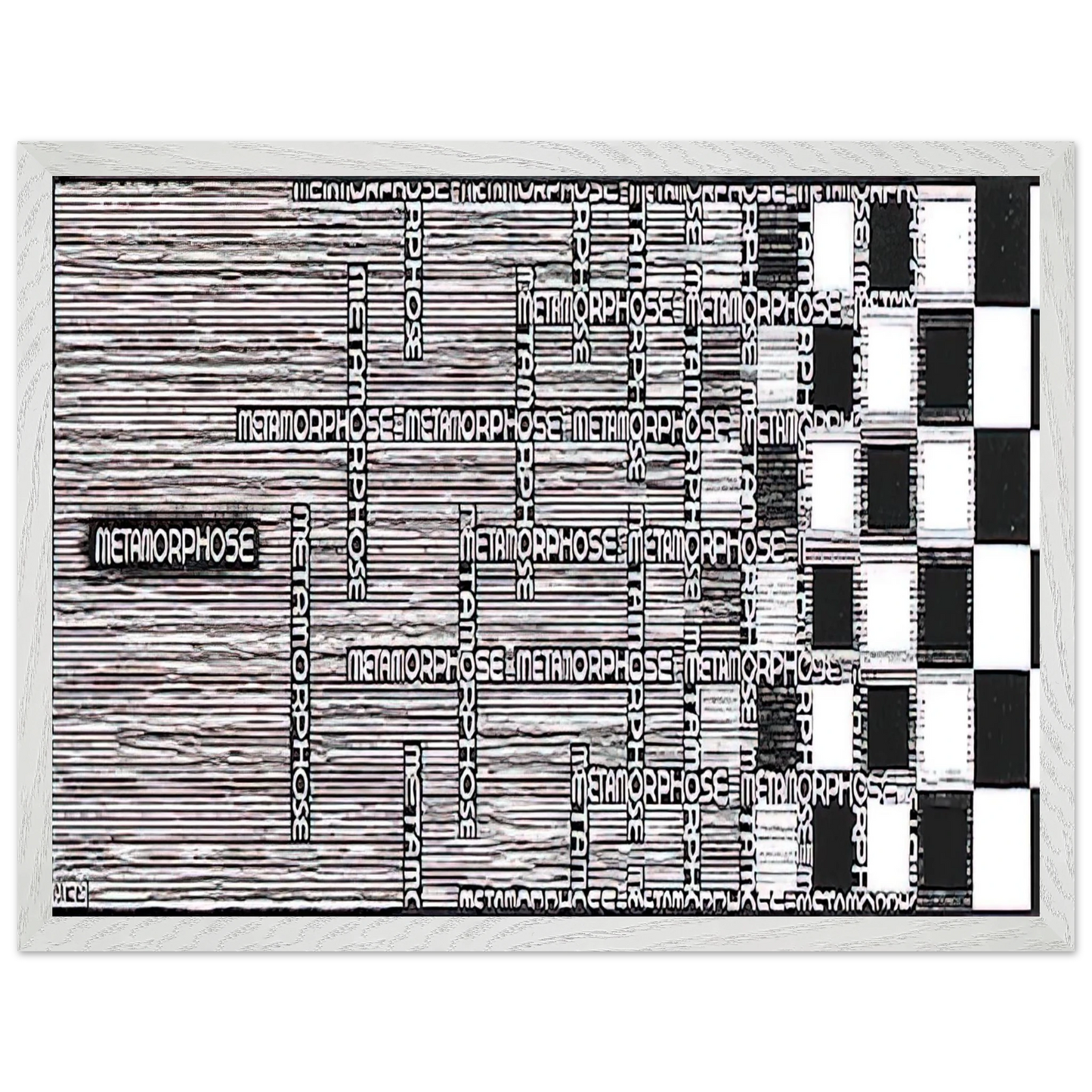 MC Escher - METAMORPHOSIS II EXCERPT 1 Wall Art - 30x40 cm / 12x16 inches - Premium Wooden Framed Poster With Fine Art Paper - Wood frame