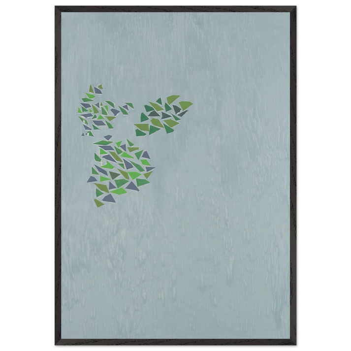 Colors on Blue - Post-Painterly Abstraction - Robert Goodnough 70x100 cm / 28x40 inches Framed Art Print – Black Wooden Frame